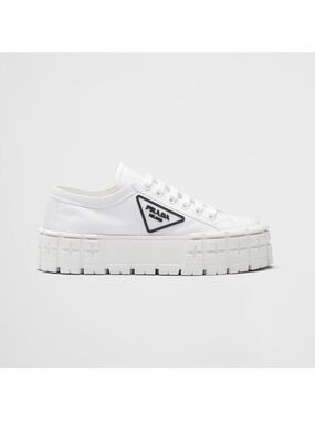 Prada White Platform Lace-Up Sneakers